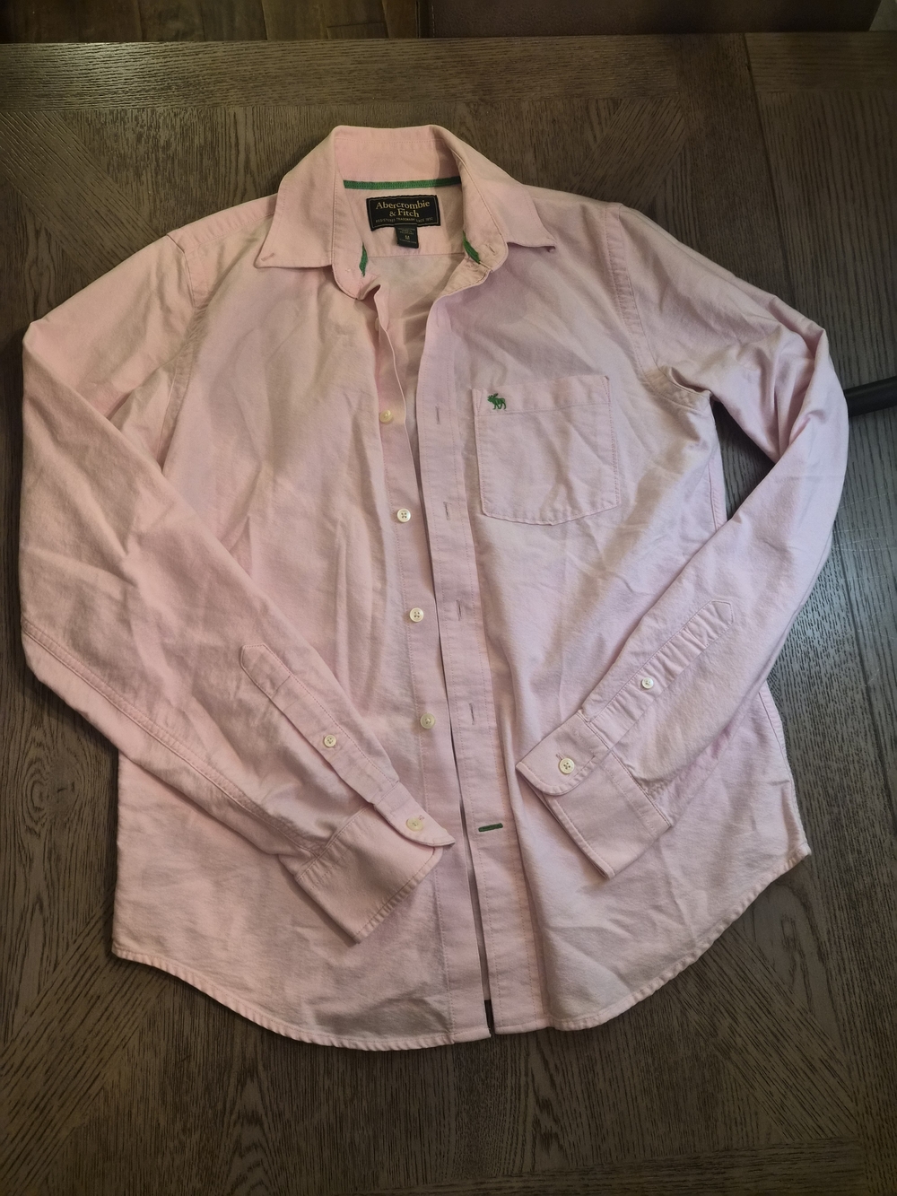 Abercrombie & Fitch Light Pink Long-Sleeve Button-Down Shirt